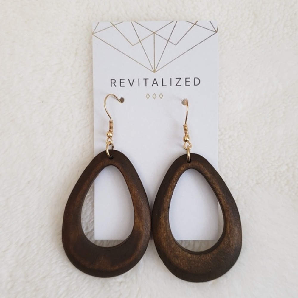 revitalized 》Wood Teardrop Earrings - Picture 2 of 4